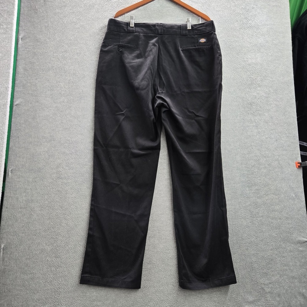 Dickies Men Pants 38X32 Black Chino Twill Work Pants Button 32" Inseam Logo - Picture 10 of 12